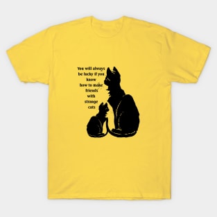 Know How To Make Friends With Strange Black Cats Proverb T-Shirt